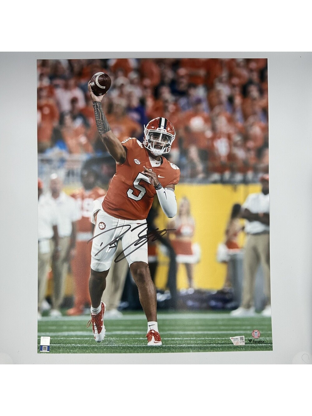 DJ Uiagalelei Signed 16x20 Clemson Tigers Action Photo Fanatics Authenticated